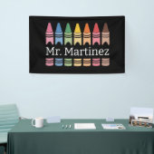 Personalisierter Crayon Lehrer Name Niedlich Back Banner (Messeveranstaltung)