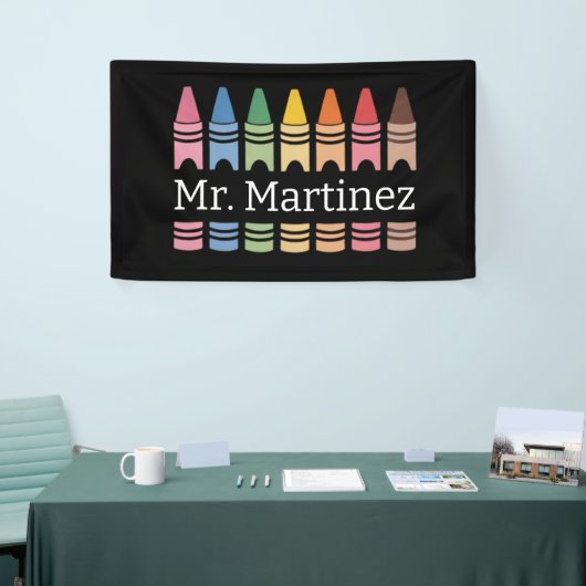 Personalisierter Crayon Lehrer Name Niedlich Back Banner (Messeveranstaltung)