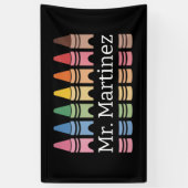 Personalisierter Crayon Lehrer Name Niedlich Back Banner (Vertikal)