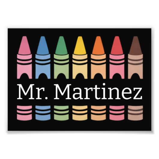Personalisierter Crayon Lehrer Name Niedlich Back  Fotodruck (Vorne)