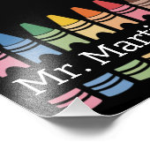 Personalisierter Crayon Lehrer Name Niedlich Back  Fotodruck (Ecke)