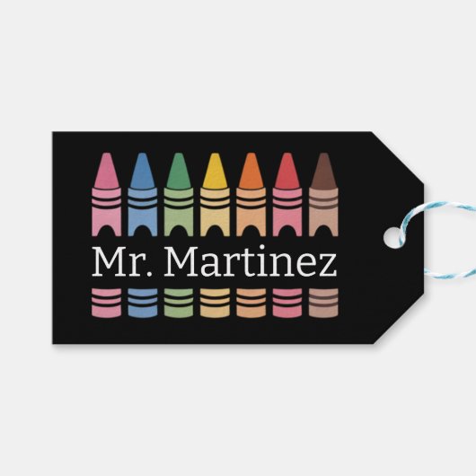 Personalisierter Crayon Lehrer Name Niedlich Back Geschenkanhänger (Vorderseite (Horizontal))