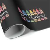 Personalisierter Crayon Lehrer Name Niedlich Back Geschenkpapier (Rolleneckpunkt)