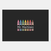 Personalisierter Crayon Lehrer Name Niedlich Back Geschenkpapier Set (Vorderseite)