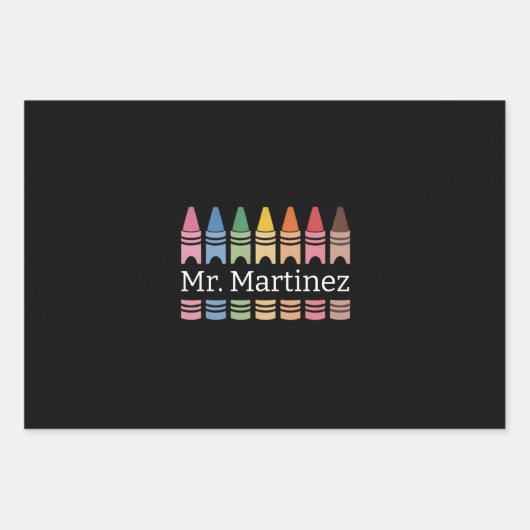 Personalisierter Crayon Lehrer Name Niedlich Back  Geschenkpapier Set (Vorderseite)