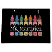 Personalisierter Crayon Lehrer Name Niedlich Back  Große Geschenktüte (Vorderseite)