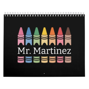 Personalisierter Crayon Lehrer Name Niedlich Back  Kalender