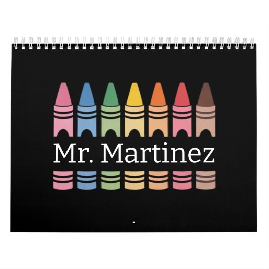 Personalisierter Crayon Lehrer Name Niedlich Back Kalender (Titelbild)