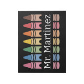 Personalisierter Crayon Lehrer Name Niedlich Back  Notizblock (Rotiert)