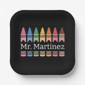 Personalisierter Crayon Lehrer Name Niedlich Back Pappteller (Vorderseite)