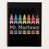 Personalisierter Crayon Lehrer Name Niedlich Back  Planer (Vorderseite)