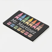 Personalisierter Crayon Lehrer Name Niedlich Back Post-it Klebezettel (angewinkelt)