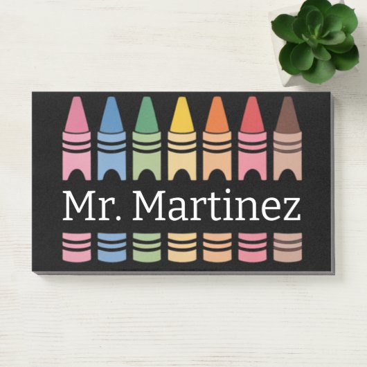 Personalisierter Crayon Lehrer Name Niedlich Back Post-it Klebezettel (Büro)