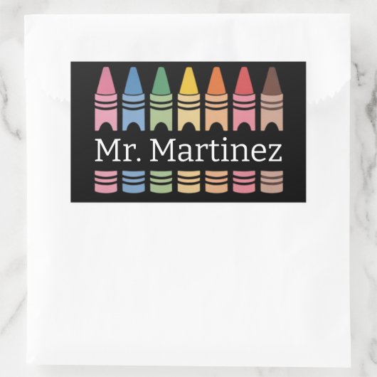 Personalisierter Crayon Lehrer Name Niedlich Back Rechteckiger Aufkleber (Tasche)