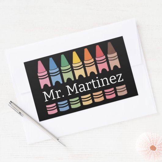 Personalisierter Crayon Lehrer Name Niedlich Back Rechteckiger Aufkleber (Umschlag)