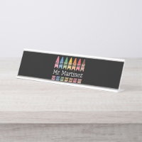 Personalisierter Crayon Lehrer Name Niedlich Back 