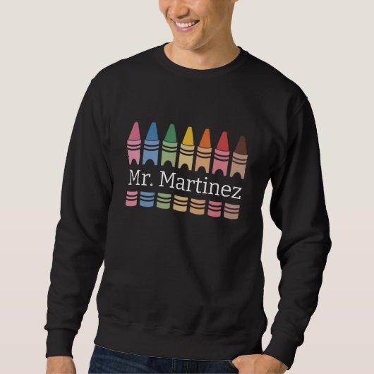 Personalisierter Crayon Lehrer Name Niedlich Back  Sweatshirt (Vorderseite)