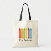 Personalisierter Crayon Teacher Tote Bag Lehrer Ge Tragetasche (Vorne)