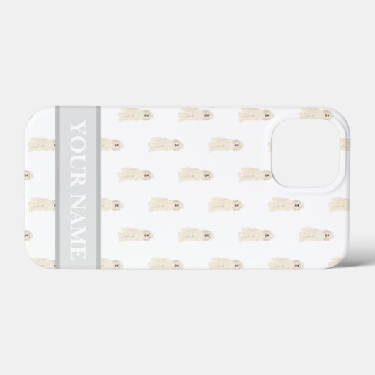 Personalisierter Cream White Doodle Dog Case-Mate iPhone Hülle (Rückseite (Horizontal))