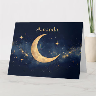 Personalisierter Crescent Moon und Stars Night Sky Karte