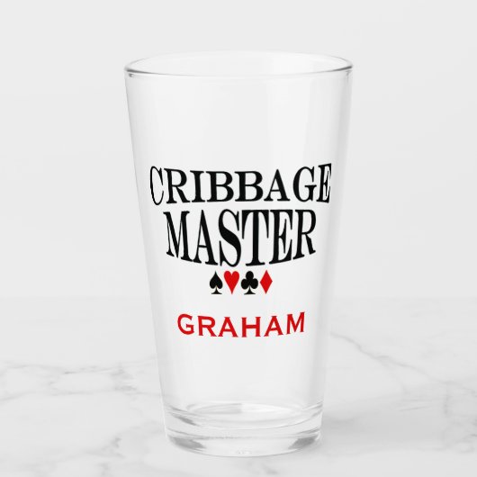Personalisierter Cribbage-Meister Glas (Vorderseite)