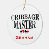 Personalisierter Cribbage Meister Keramikornament (Links)