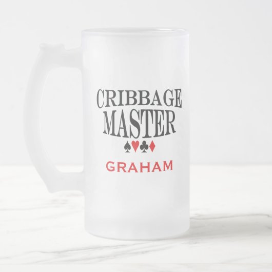 Personalisierter Cribbage-Meister Mattglas Bierglas (Links)