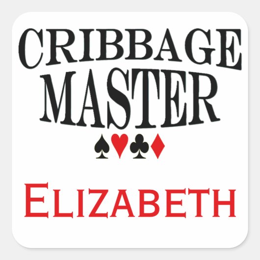 Personalisierter Cribbage-Meister Quadratischer Aufkleber (Vorderseite)