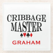 Personalisierter Cribbattmeister Glasuntersetzer (Vorderseite)