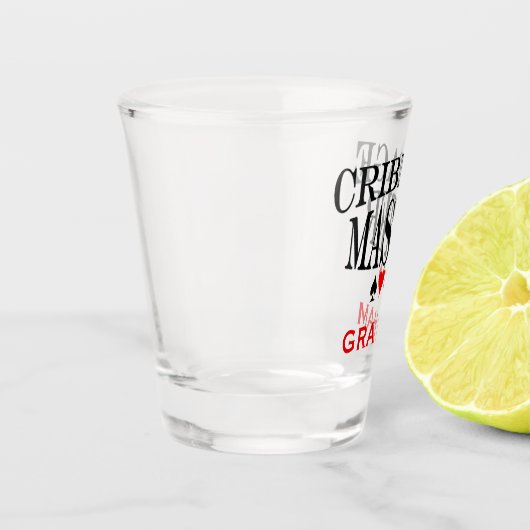 Personalisierter Cribbattmeister Schnapsglas (Links)