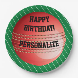 Personalisierter Cricket Ball zum Geburtstag Pappteller