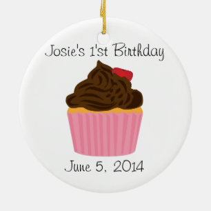 Personalisierter Cupcake Geburtstagsschmuck Keramikornament