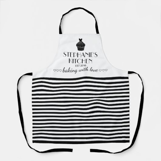 Personalisierter Cupcake-Name Backen mit Liebe Str Schürze (Vorderseite)