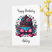 Personalisierter Cupcake und Farbseiten Geburtstag Karte (Gelbe Blume)