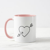 Personalisierter Cupid-Heart-Arrow-Kaffeebecher Tasse (Links)