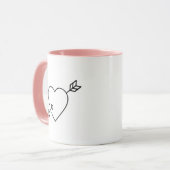 Personalisierter Cupid-Heart-Arrow-Kaffeebecher Tasse (Vorderseite Links)