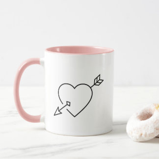 Personalisierter Cupid-Heart-Arrow-Kaffeebecher Tasse
