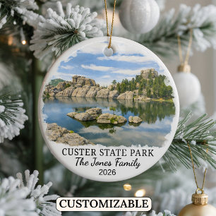 Personalisierter Custer State Park Custom South Da Keramik Ornament