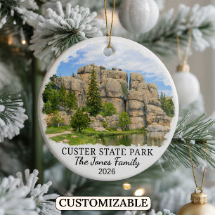 Personalisierter Custer State Park Custom South Da Keramik Ornament