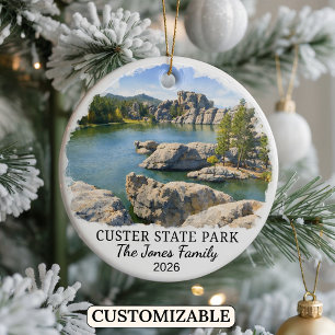 Personalisierter Custer State Park Custom South Da Keramik Ornament