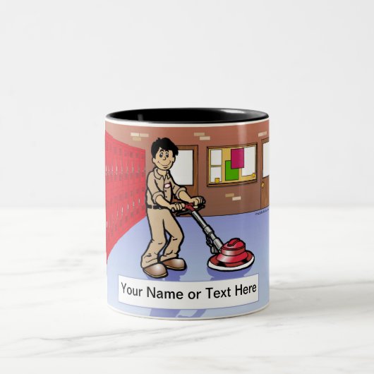 Personalisierter Custodian - Männlicher Cartoon Zweifarbige Tasse (Mittel)