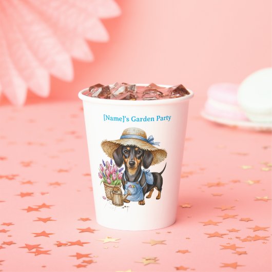 Personalisierter Dachshund-Garten-Papierbecher | S Pappbecher (Insitu)