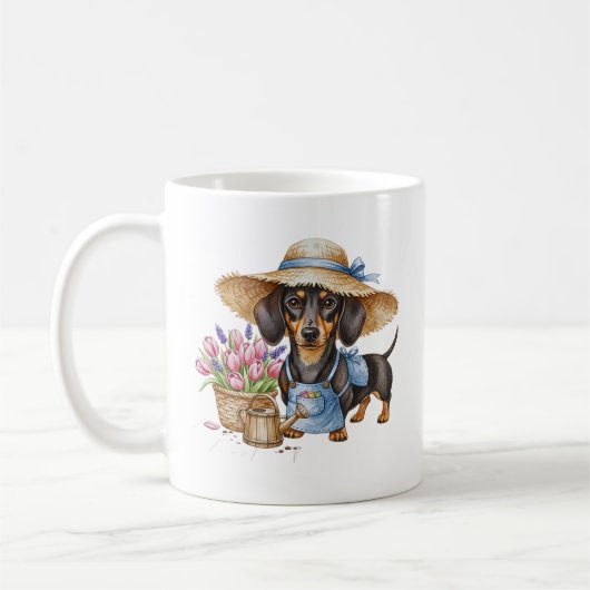 Personalisierter Dachshund-Gartenbecher | Hübscher Kaffeetasse (Links)