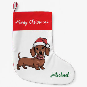 Personalisierter Dachshund in Weihnachtsmannmütze Kleiner Weihnachtsstrumpf
