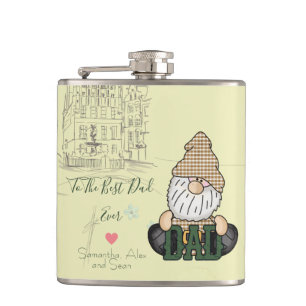 Personalisierter Dad-Gnom Grüner Vintage-Dad-Ges Flachmann