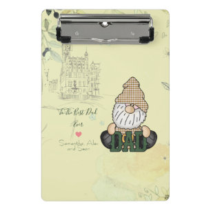 Personalisierter Dad-Gnom Grüner Vintage-Dad-Ges Mini Klemmbrett