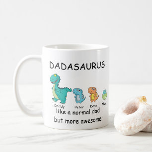 Personalisierter Dadasaurus bis zu 3 Kinder Kaffeetasse