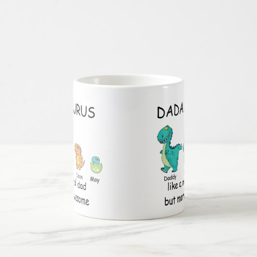 Personalisierter Dadasaurus bis zu 3 Kinder Kaffeetasse (Mittel)