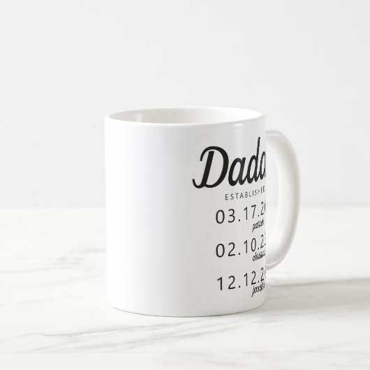 Personalisierter Daddy als Geburtsname des Kindes Kaffeetasse (VorderseiteRechts)