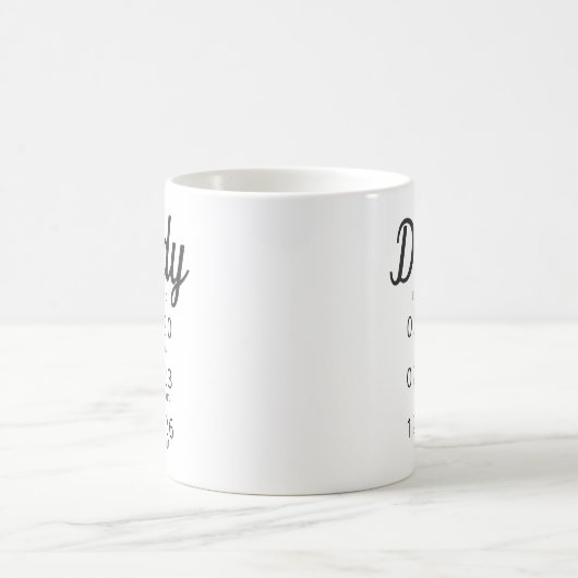 Personalisierter Daddy als Geburtsname des Kindes Kaffeetasse (Mittel)